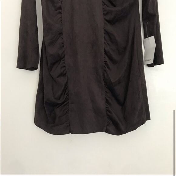 ZARA Faux Suede Ruched Draped Pencil Mini Shift Dress - Picture 5 of 7